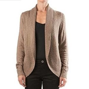 Kenneth Cole Brown Tan Knit Open Front Shawl Cardigan Sweater Size S